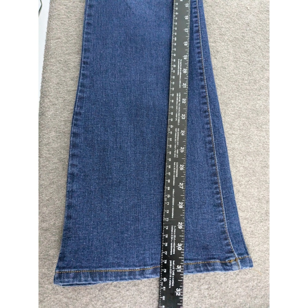 IMAN Women's Jeans Size 12 Dark Wash Blue Denim Bootcut Flare Gold Hardware - Picture 7 of 9